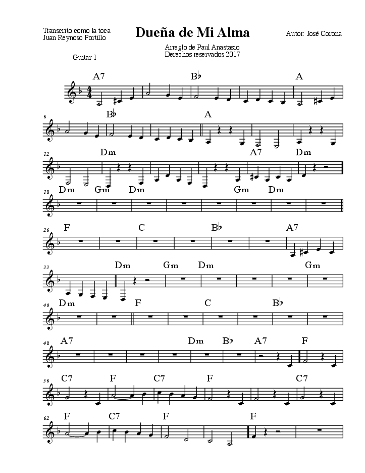 Duena De Mi Almapasodoble6trio 2gtr Guitar1 mus