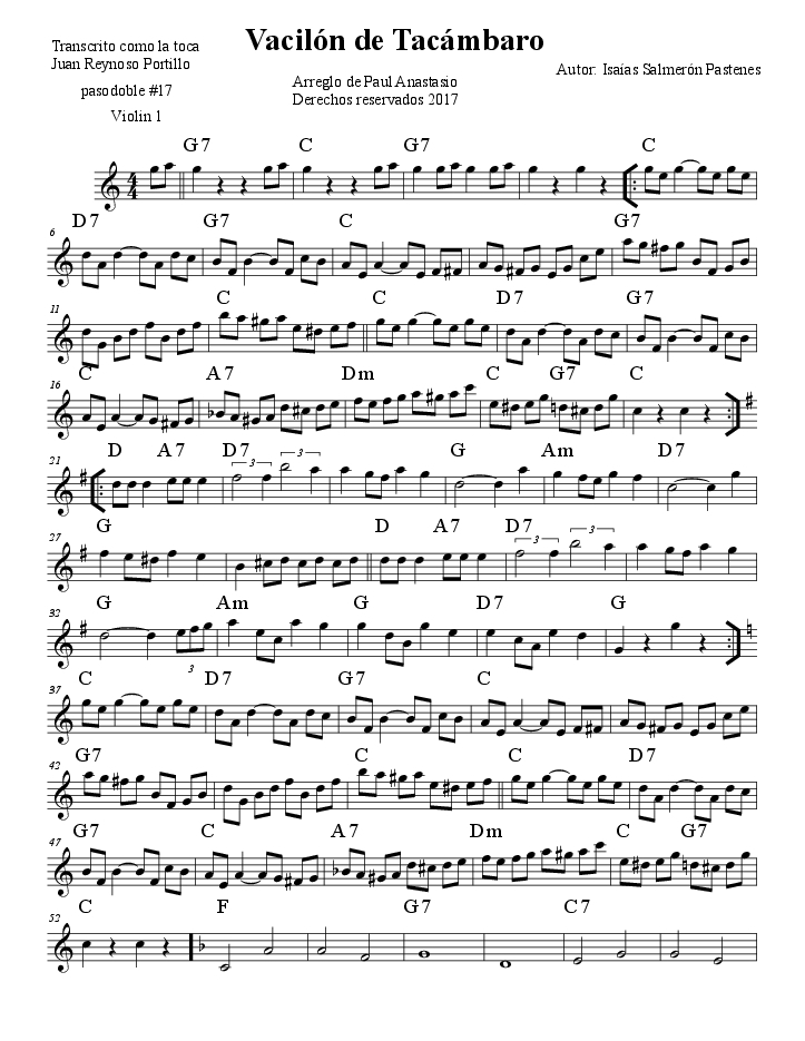 Vacilonde Tacambaropasodoble17trio Violin1 mus
